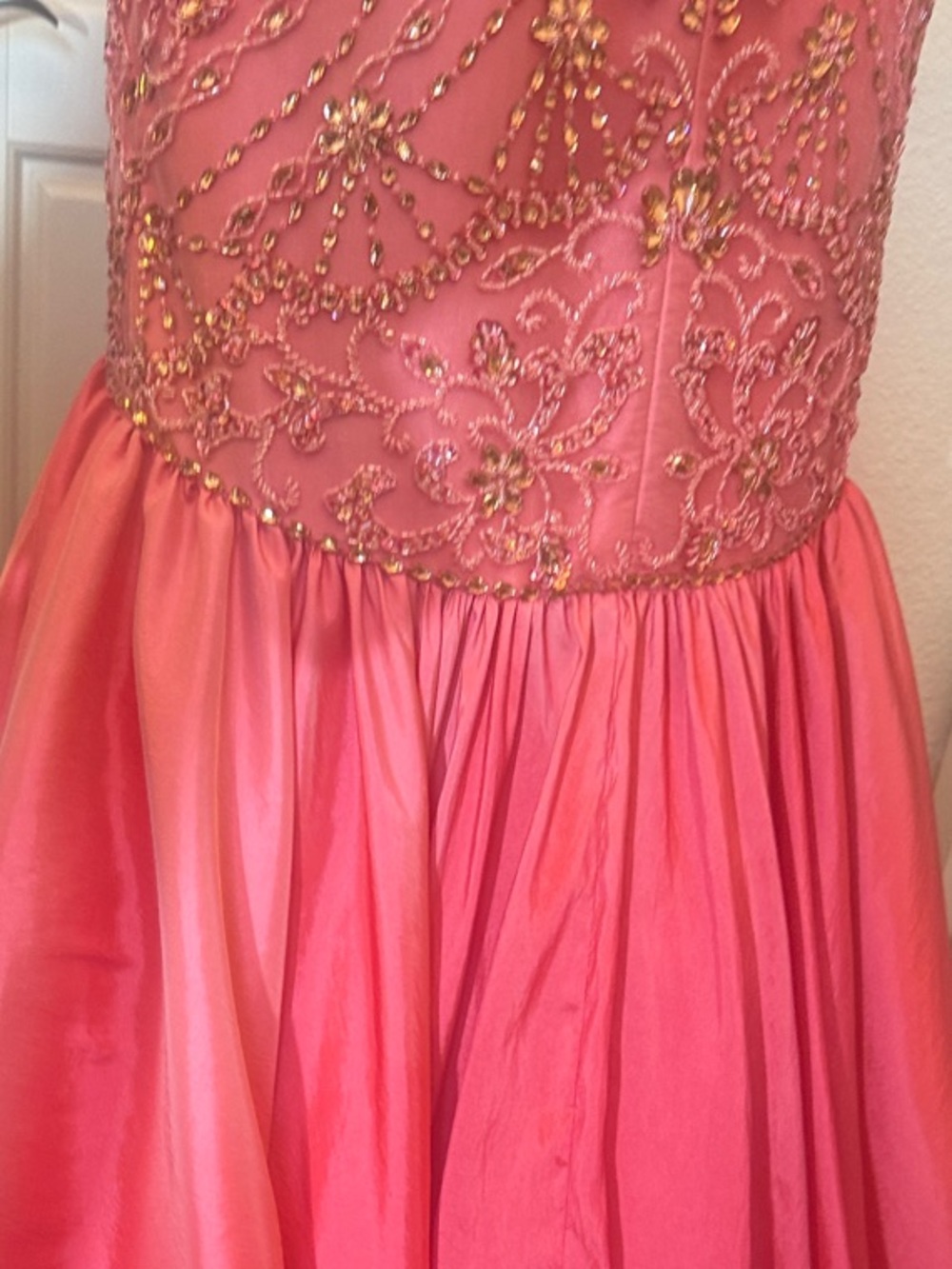 Sherri Hill Pink Beaded Mermaid Gown - Picture 4 of 12